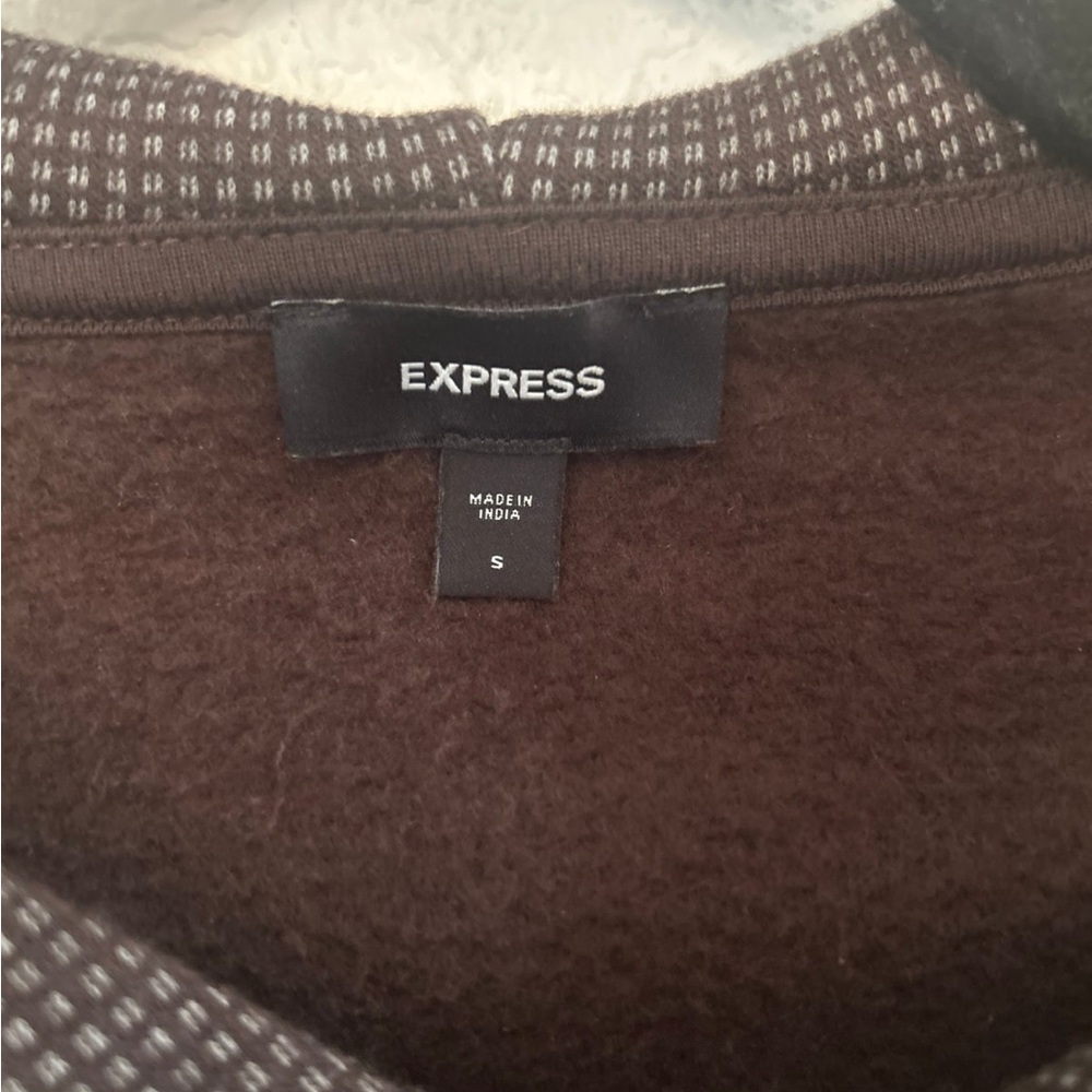 Express men's brown waffle-knit pullover hoodie size Small - Picture 2 of 3